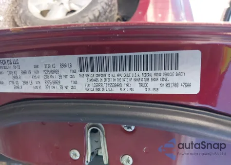 2019 Ram 1500 Classic Big Horn 4X4 5'7 Box из США, поврежденный, VIN 1C6RR7LT1KS538409